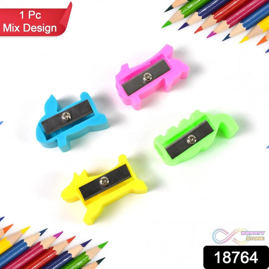 Plastic Small Cute Pencil Sharpener (1 Pc / Mix Design & Color) - infinityexculsivestore.com