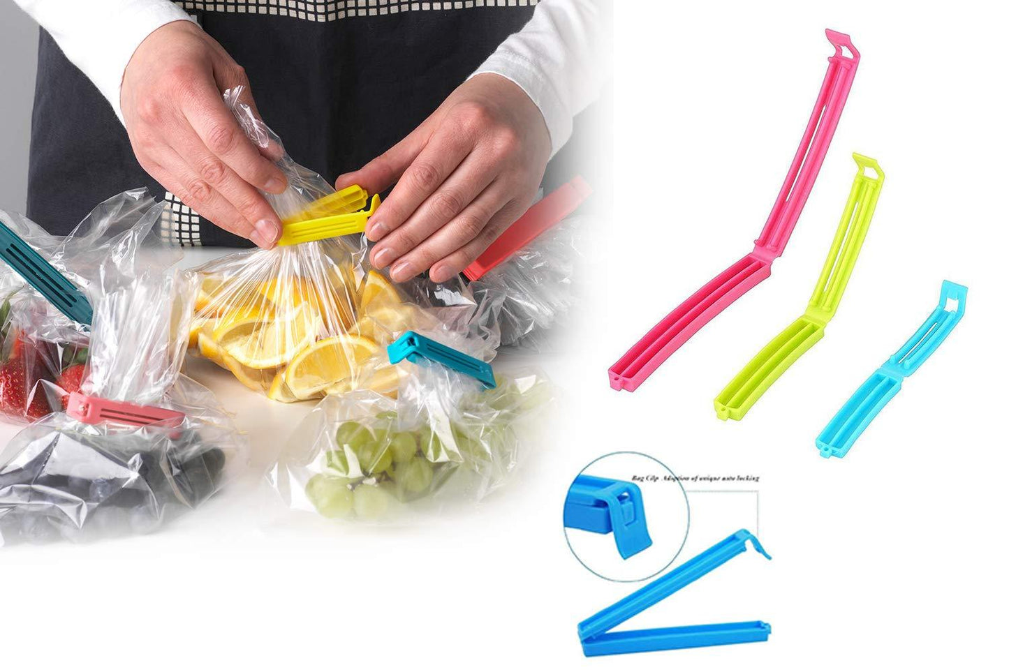 Plastic Snack Bag Clip Sealer Set (18 Pcs, Multicolour) - infinityexculsivestore.com