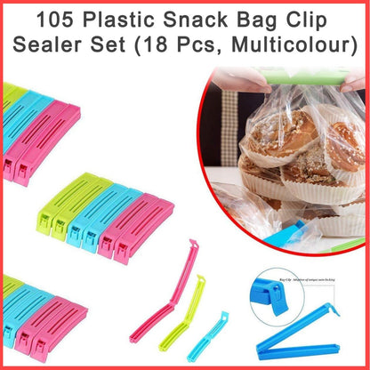 Plastic Snack Bag Clip Sealer Set (18 Pcs, Multicolour) - infinityexculsivestore.com