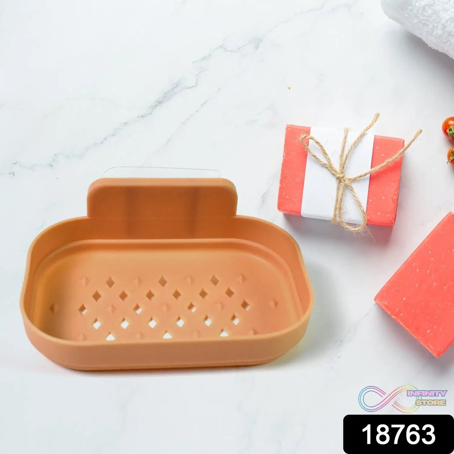 Plastic Soap Dish Holder for Bathroom Shower Wall Mounted Self Adhesive (1 Pc) - infinityexculsivestore.com