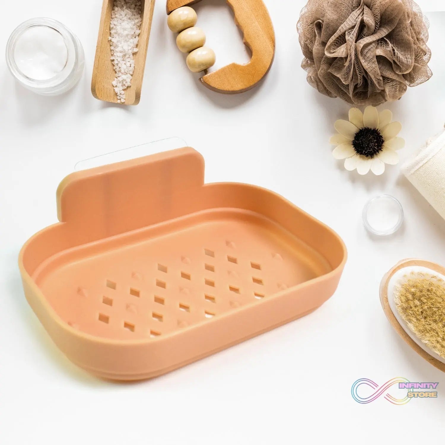 Plastic Soap Dish Holder for Bathroom Shower Wall Mounted Self Adhesive (1 Pc) - infinityexculsivestore.com