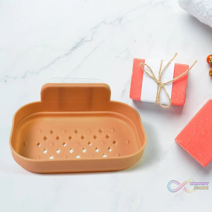 Plastic Soap Dish Holder for Bathroom Shower Wall Mounted Self Adhesive (1 Pc) - infinityexculsivestore.com