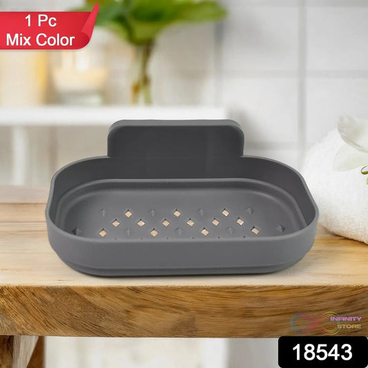 Plastic Soap Dish Holder for Bathroom Shower Wall Mounted Self Adhesive (1 Pc) - infinityexculsivestore.com