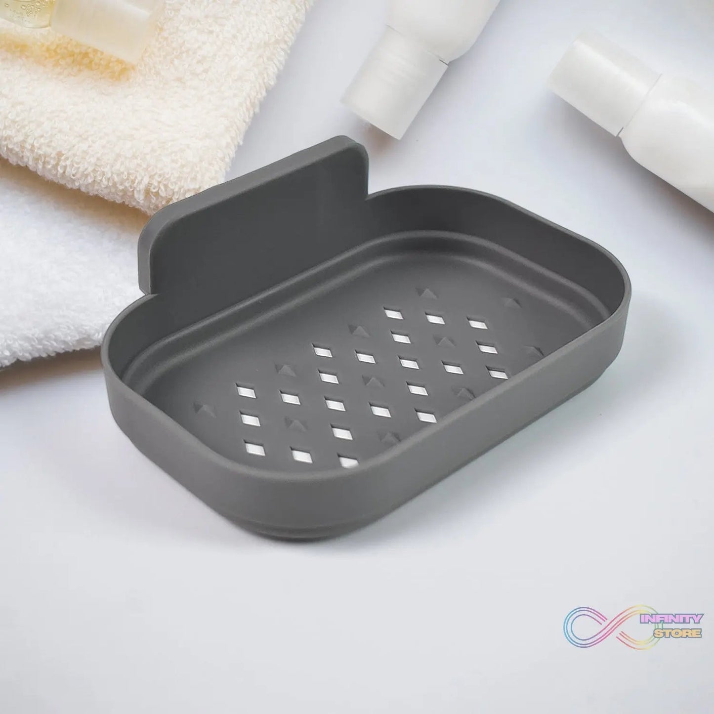 Plastic Soap Dish Holder for Bathroom Shower Wall Mounted Self Adhesive (1 Pc) - infinityexculsivestore.com