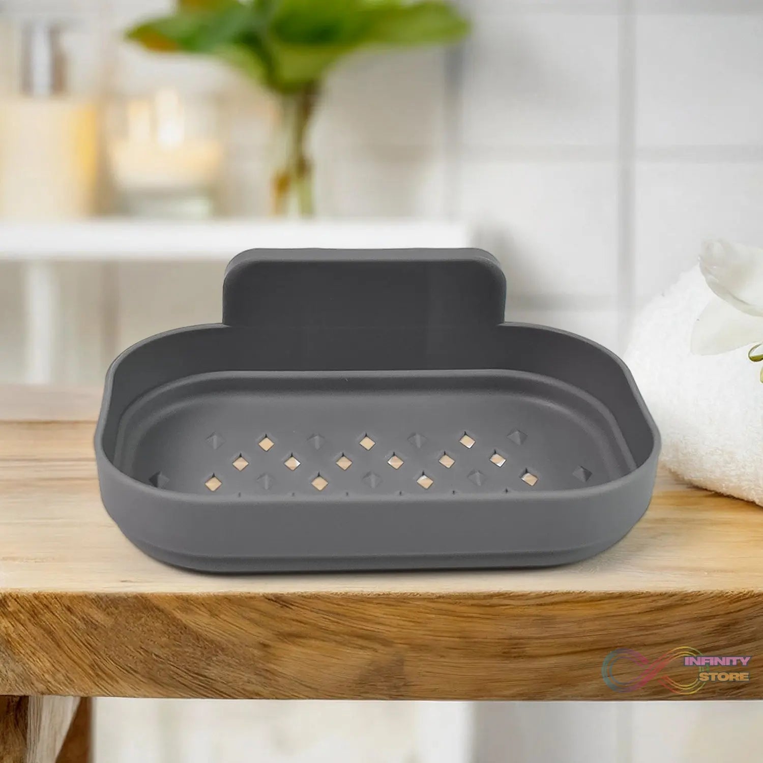 Plastic Soap Dish Holder for Bathroom Shower Wall Mounted Self Adhesive (1 Pc) - infinityexculsivestore.com