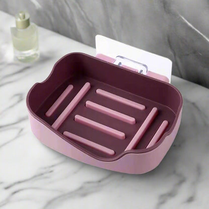 Plastic Soap Dish Holder for Bathroom Shower Wall Mounted Self Adhesive Soap Holder Saver Tray - Plastic Sponge Holder for Kitchen Storage Rack Soap Box, Bathroom (1 Pc) - infinityexculsivestore.com