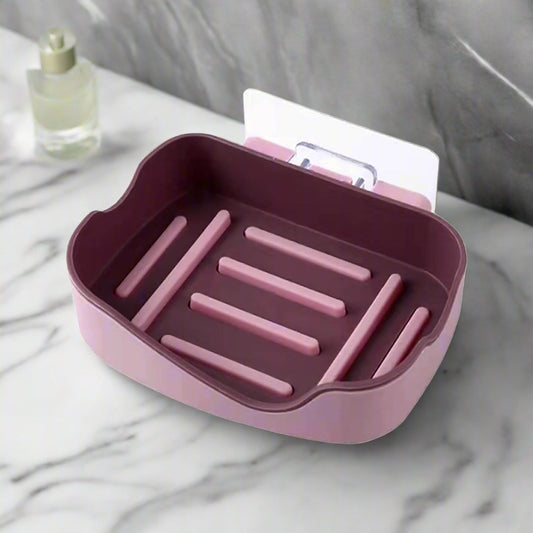 Plastic Soap Dish Holder for Bathroom Shower Wall Mounted Self Adhesive Soap Holder Saver Tray - Plastic Sponge Holder for Kitchen Storage Rack Soap Box, Bathroom (1 Pc) - infinityexculsivestore.com