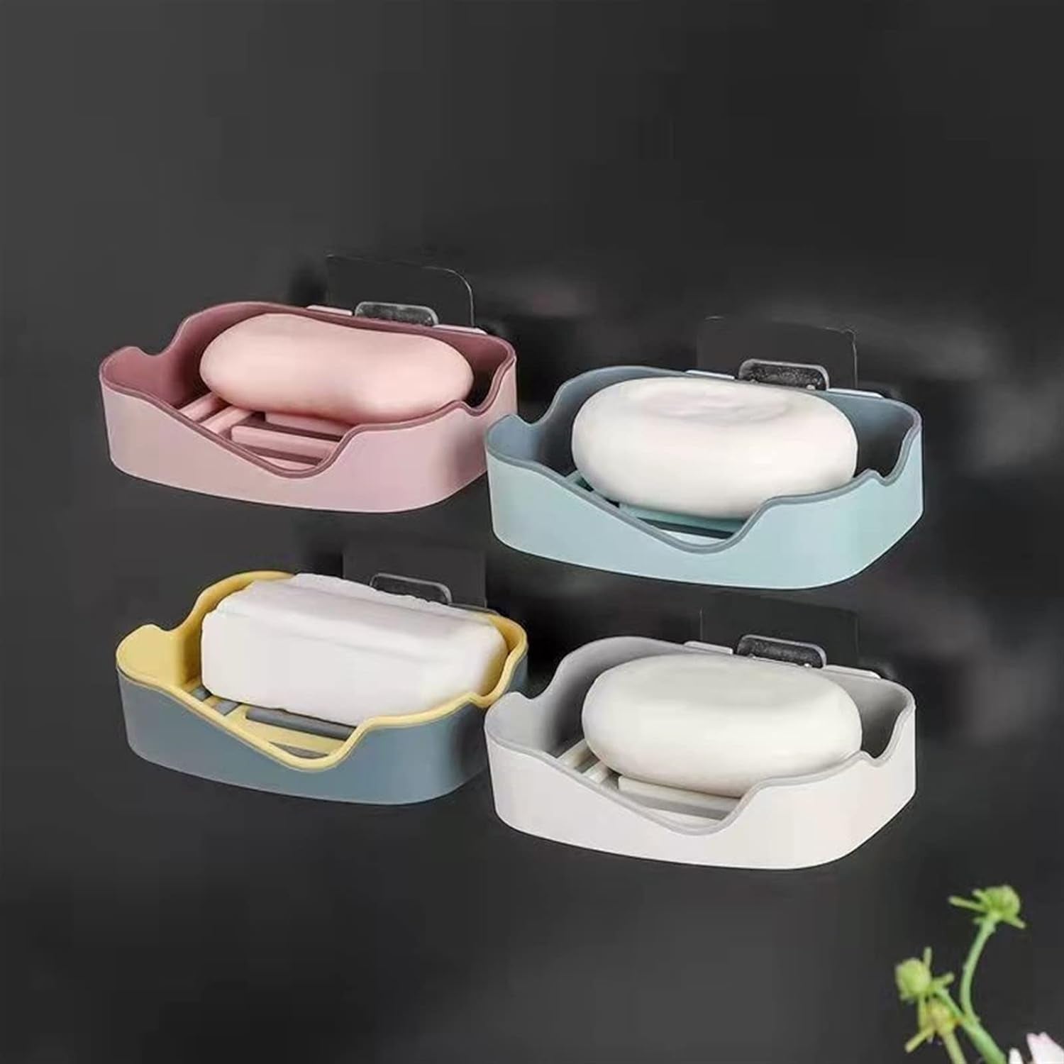 Plastic Soap Dish Holder for Bathroom Shower Wall Mounted Self Adhesive Soap Holder Saver Tray - Plastic Sponge Holder for Kitchen Storage Rack Soap Box, Bathroom (1 Pc) - infinityexculsivestore.com