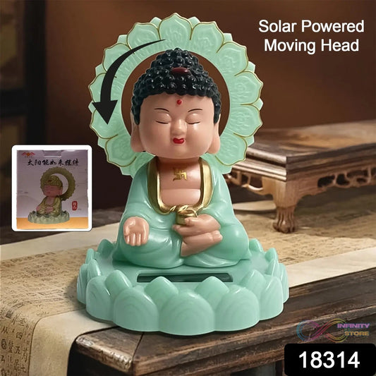 Plastic Solar Powered Moving Head Sitting Action Buddha Statue (1 Pc / Mix Color) - infinityexculsivestore.com