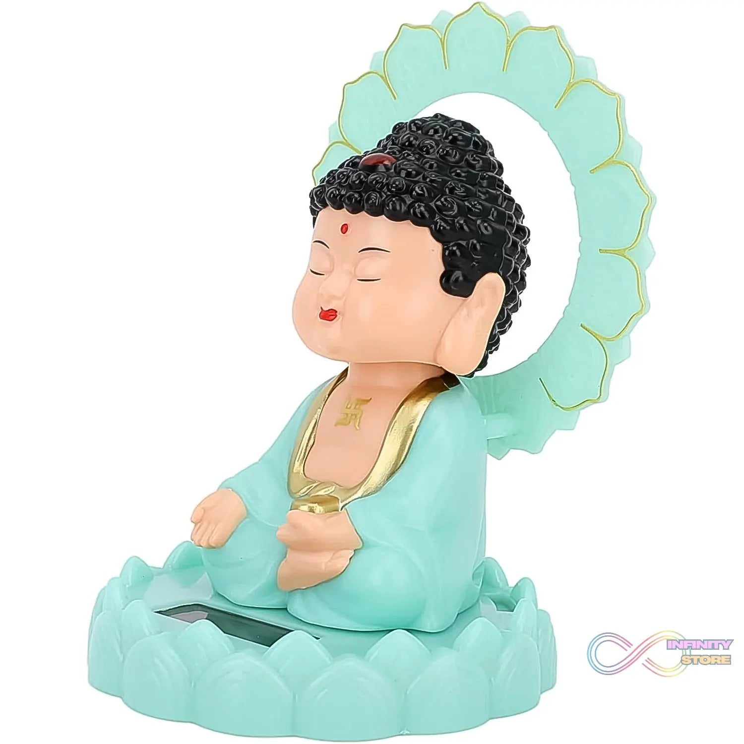 Plastic Solar Powered Moving Head Sitting Action Buddha Statue (1 Pc / Mix Color) - infinityexculsivestore.com