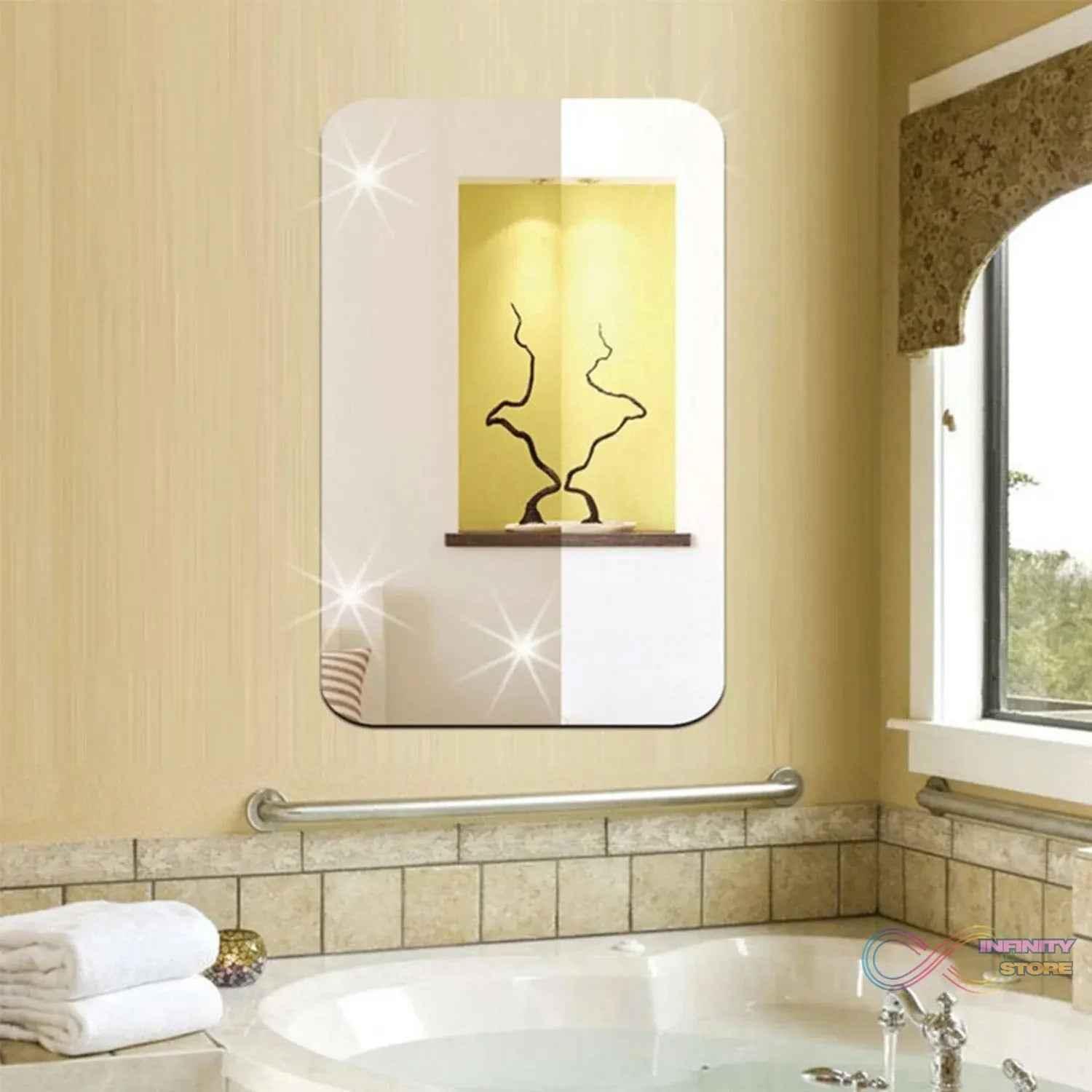 Plastic Square 3D Mirror Wall Stickers (1 Pc / 30x30 Cm) - infinityexculsivestore.com