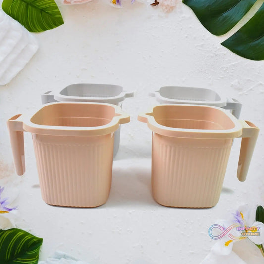 Plastic Square Bath Water Mug (4 Pc / 1000 ML / Mix Color) - infinityexculsivestore.com