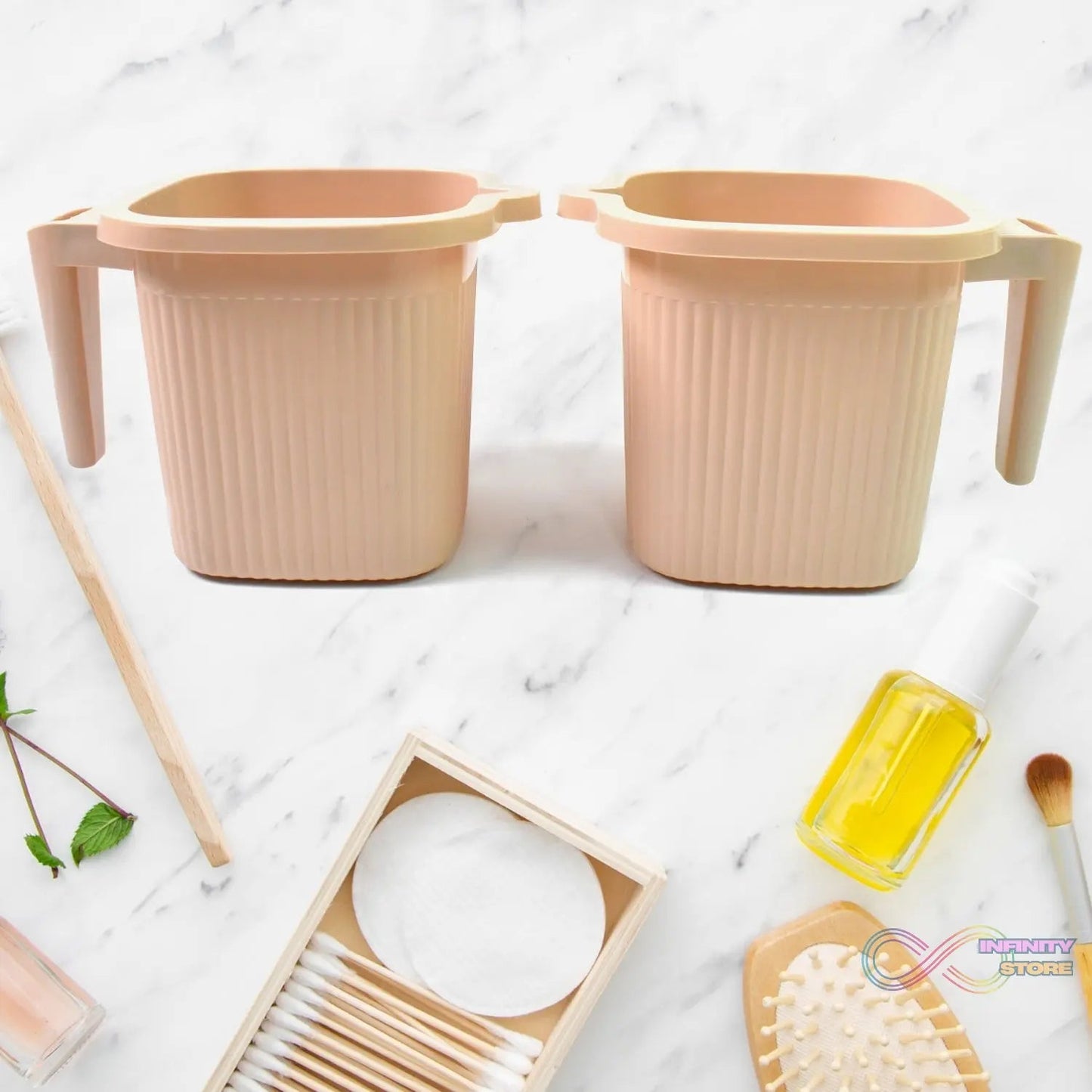 Plastic Square Bath Water Mug (4 Pc / 1000 ML / Mix Color) - infinityexculsivestore.com