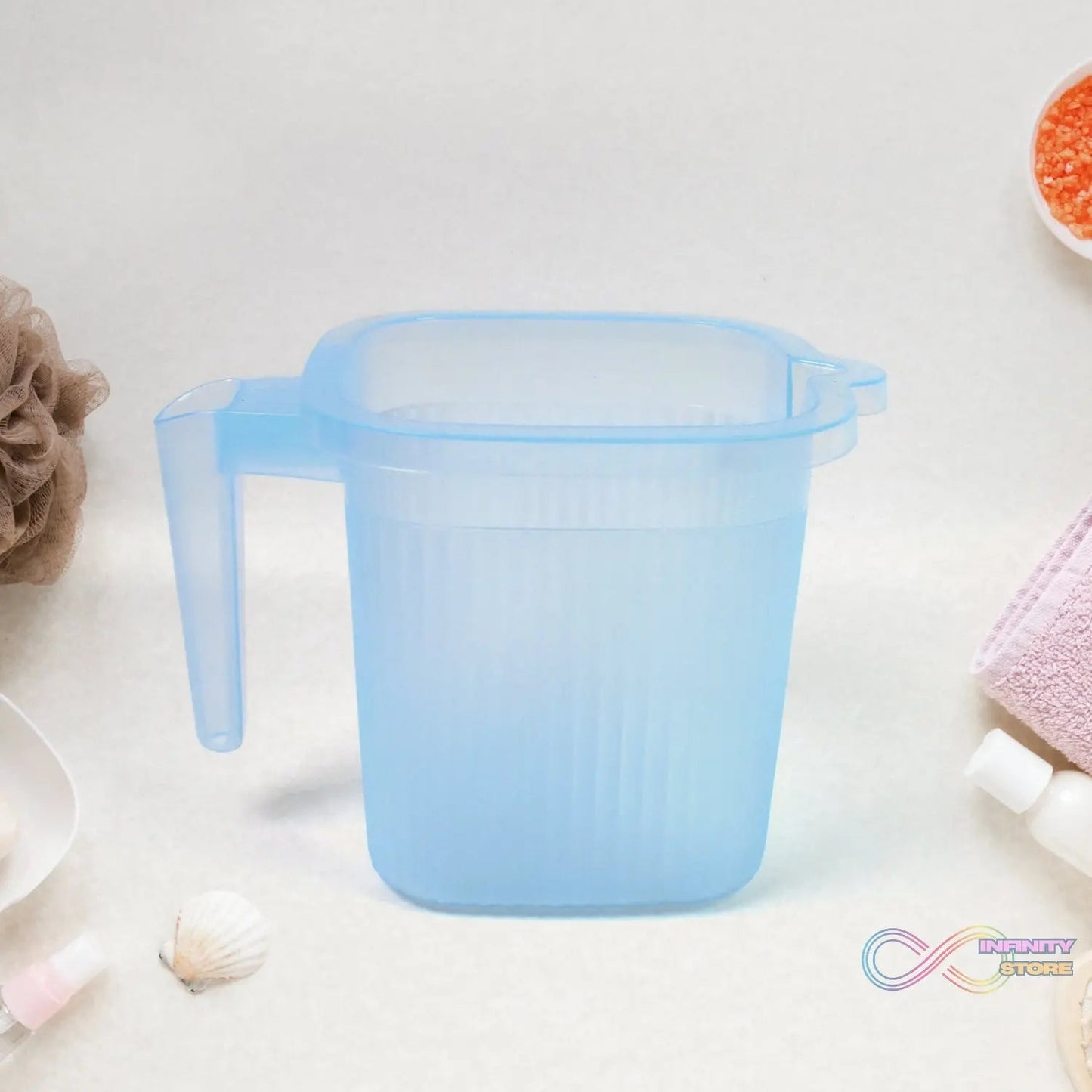 Plastic Square Transparent Bath Water Mug (1 Pc / 1000 ML / Mix Color) - infinityexculsivestore.com
