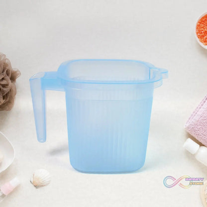 Plastic Square Transparent Bath Water Mug (1 Pc / 1000 ML / Mix Color) - infinityexculsivestore.com