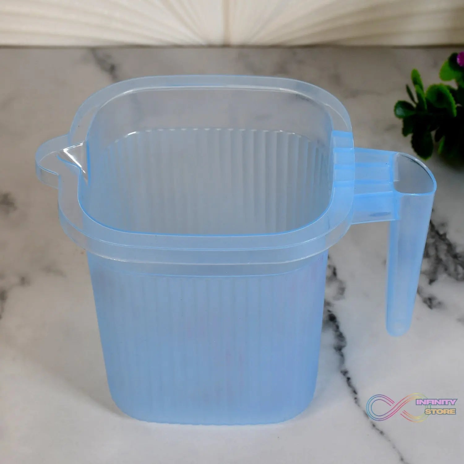 Plastic Square Transparent Bath Water Mug (1 Pc / 1000 ML / Mix Color) - infinityexculsivestore.com