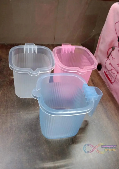 Plastic Square Transparent Bath Water Mug (1 Pc / 1000 ML / Mix Color) - infinityexculsivestore.com