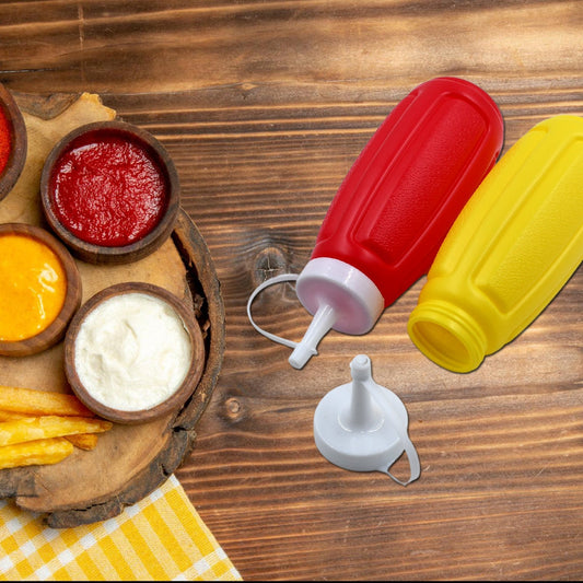 Plastic Squeeze Bottle Ketchup Mustard Honey Sauce Dispenser Bottle ( 2 Pc Set ) - infinityexculsivestore.com