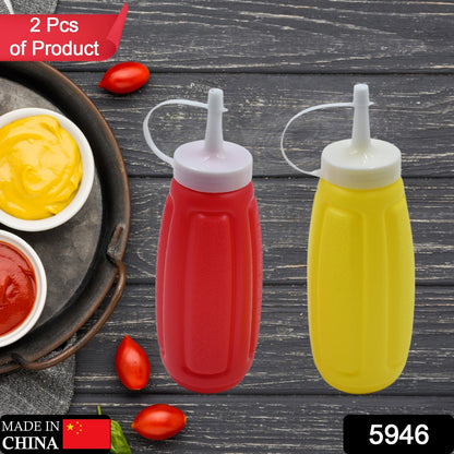 Plastic Squeeze Bottle Ketchup Mustard Honey Sauce Dispenser Bottle ( 2 Pc Set ) - infinityexculsivestore.com