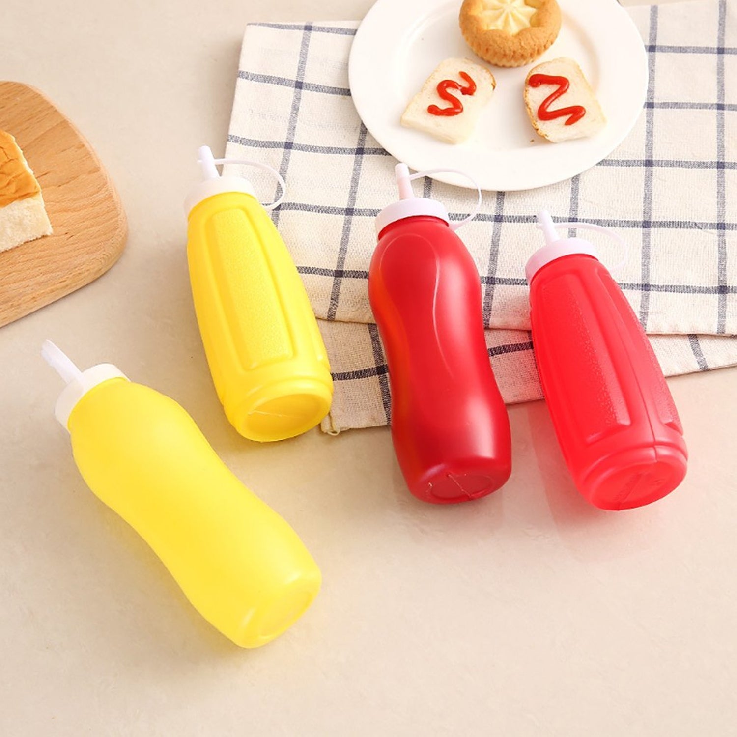 Plastic Squeeze Bottle Ketchup Mustard Honey Sauce Dispenser Bottle ( 2 Pc Set ) - infinityexculsivestore.com