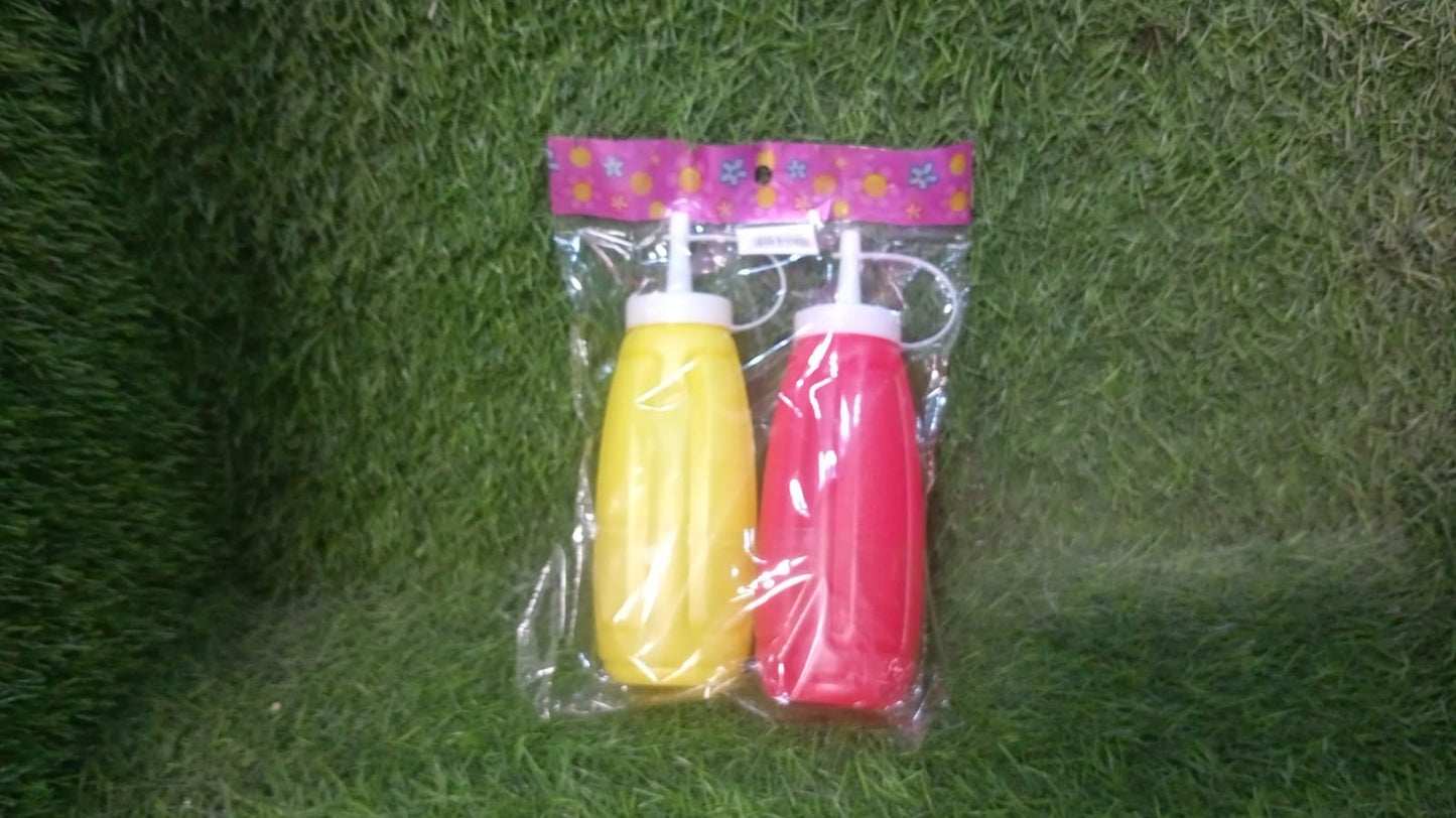 Plastic Squeeze Bottle Ketchup Mustard Honey Sauce Dispenser Bottle ( 2 Pc Set ) - infinityexculsivestore.com
