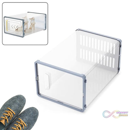 Plastic Stackable Shoe Storage Box (1 Pc) - infinityexculsivestore.com