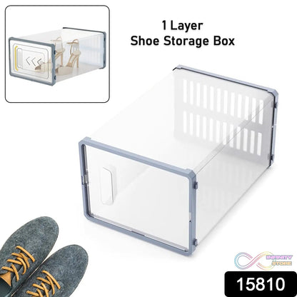 Plastic Stackable Shoe Storage Box (1 Pc) - infinityexculsivestore.com