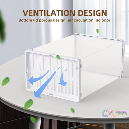 Plastic Stackable Shoe Storage Box (1 Pc) - infinityexculsivestore.com