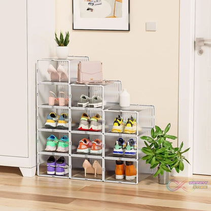 Plastic Stackable Shoe Storage Box (1 Pc) - infinityexculsivestore.com