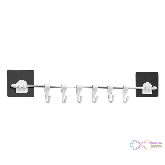 Multipurpose self-adhesive hanger hooks, plastic, for various uses.