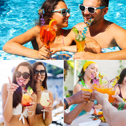 Plastic Straws Reusable Drinking Straws (4 pc Set / Mix design) - infinityexculsivestore.com