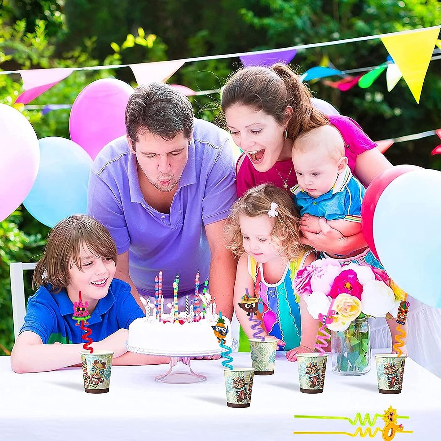 Plastic Straws Reusable Drinking Straws (4 pc Set / Mix design) - infinityexculsivestore.com