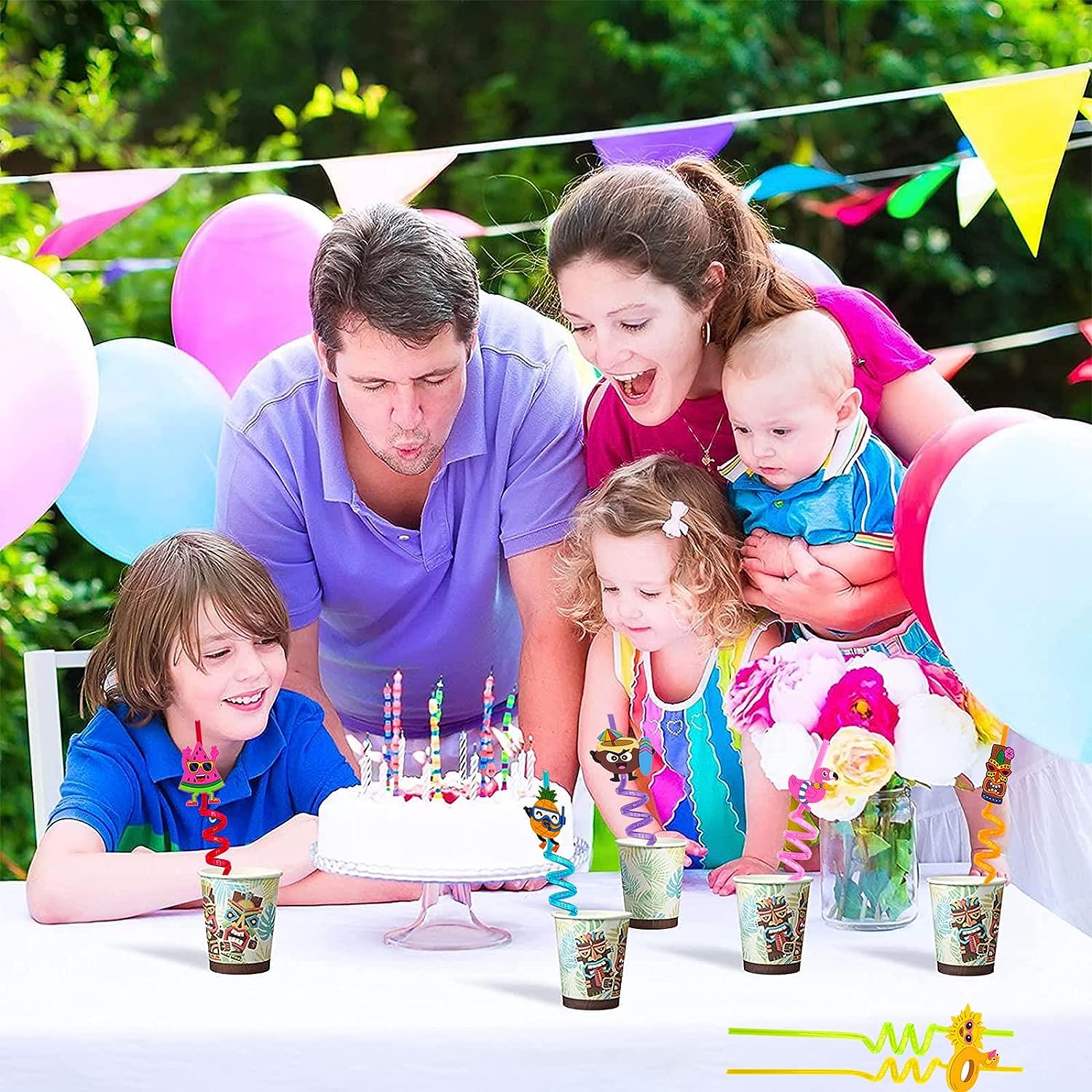 Plastic Straws Reusable Drinking Straws (4 pc Set / Mix design) - infinityexculsivestore.com