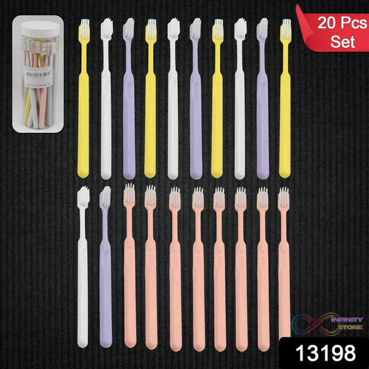 Plastic Toothbrush With Plastic Round Box (20 pcs Set) - infinityexculsivestore.com