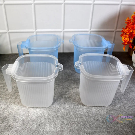 Plastic Transparent Bathroom Water Mug (4 pc / Mix colour / 1000 ML) - infinityexculsivestore.com