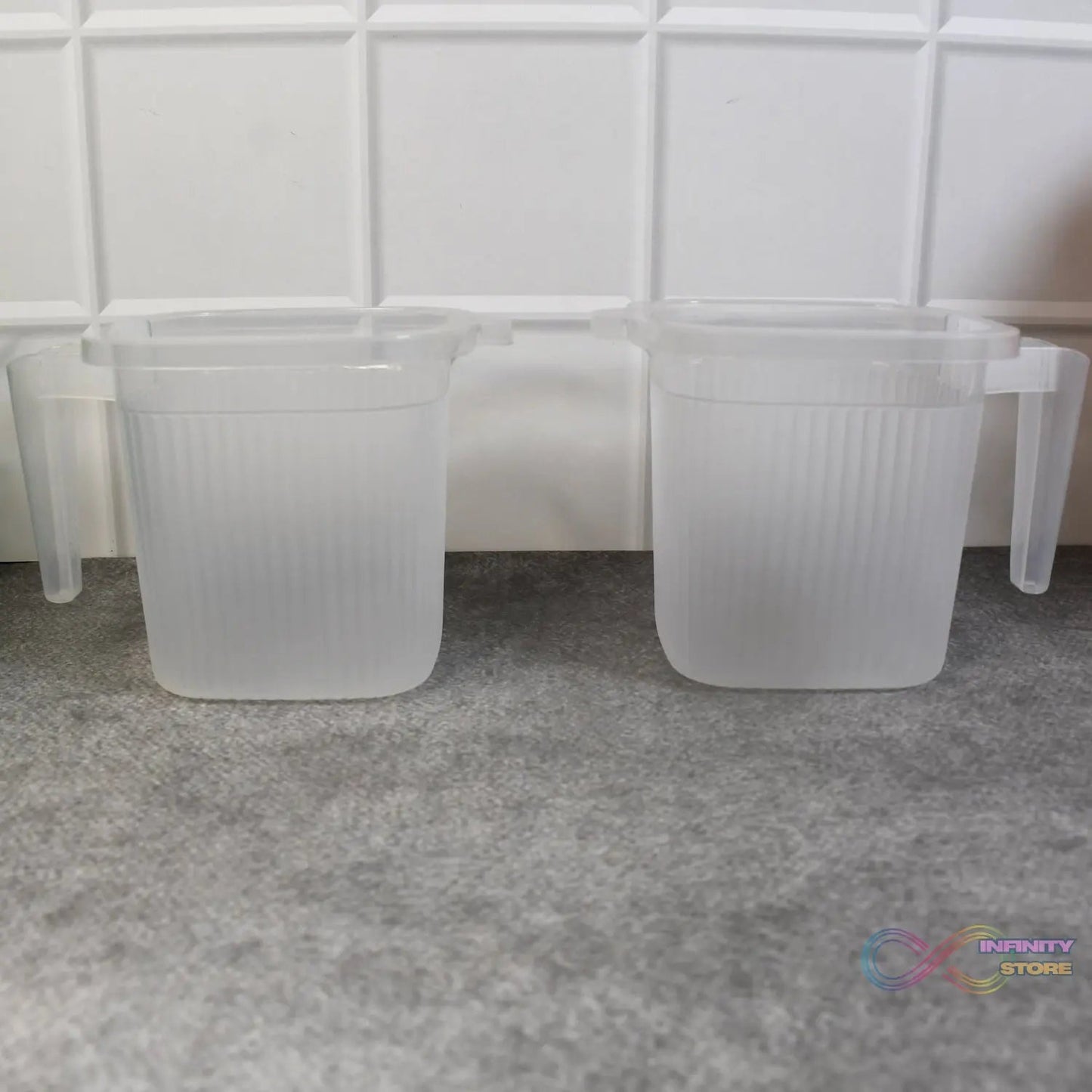 Plastic Transparent Bathroom Water Mug (4 pc / Mix colour / 1000 ML) - infinityexculsivestore.com