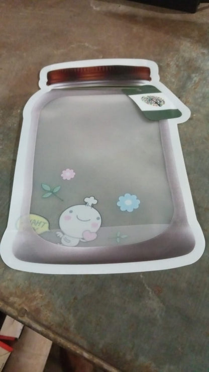 Plastic Transparent Big Jar Shaped Pouch With Zipper (1 Pc) - infinityexculsivestore.com