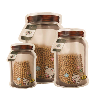 Plastic Transparent Jar Shaped Pouch With Zipper (3 Pcs Set) - infinityexculsivestore.com
