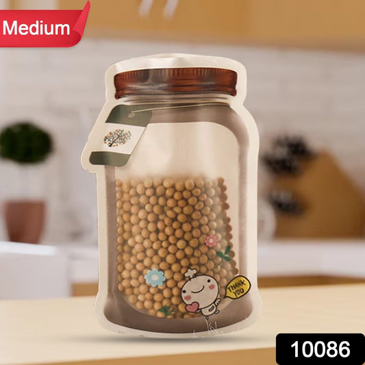 Plastic Transparent Medium Jar Shaped Pouch With Zipper (1 Pc) - infinityexculsivestore.com