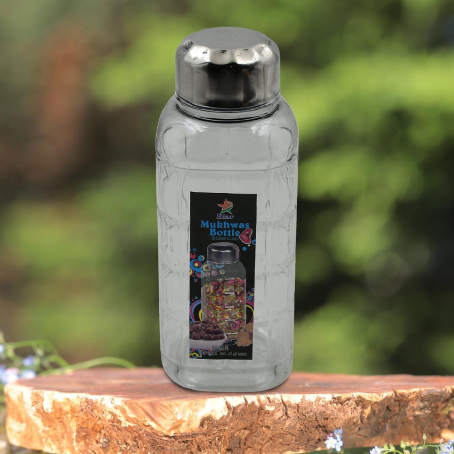 Plastic Transparent Mukhwas Bottle With Steel Cap / Mouth Freshener / Dryfruits Multipurpose Air Tight and BPA Free Kitchen Storage Bottle (1 Pc) - infinityexculsivestore.com