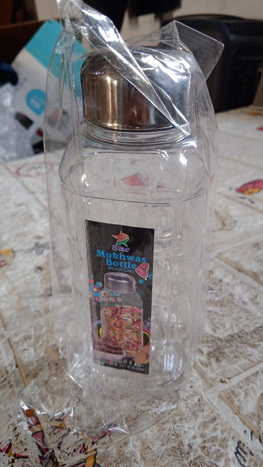 Plastic Transparent Mukhwas Bottle With Steel Cap / Mouth Freshener / Dryfruits Multipurpose Air Tight and BPA Free Kitchen Storage Bottle (1 Pc) - infinityexculsivestore.com