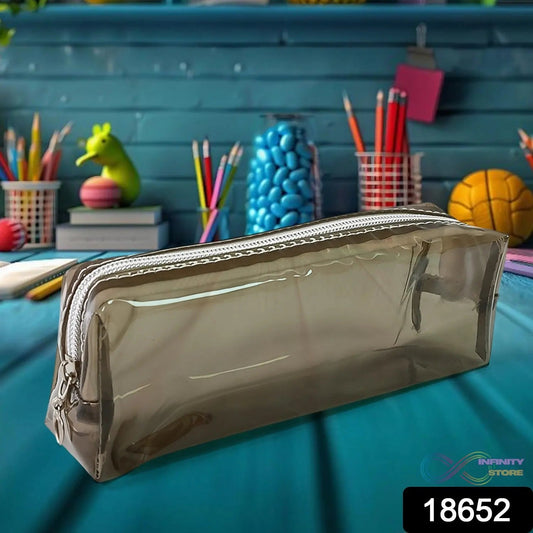 Plastic Transparent Pencil Pouch With Zipper (1 Pc) - infinityexculsivestore.com