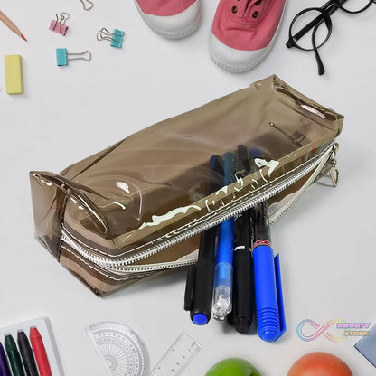 Plastic Transparent Pencil Pouch With Zipper (1 Pc) - infinityexculsivestore.com