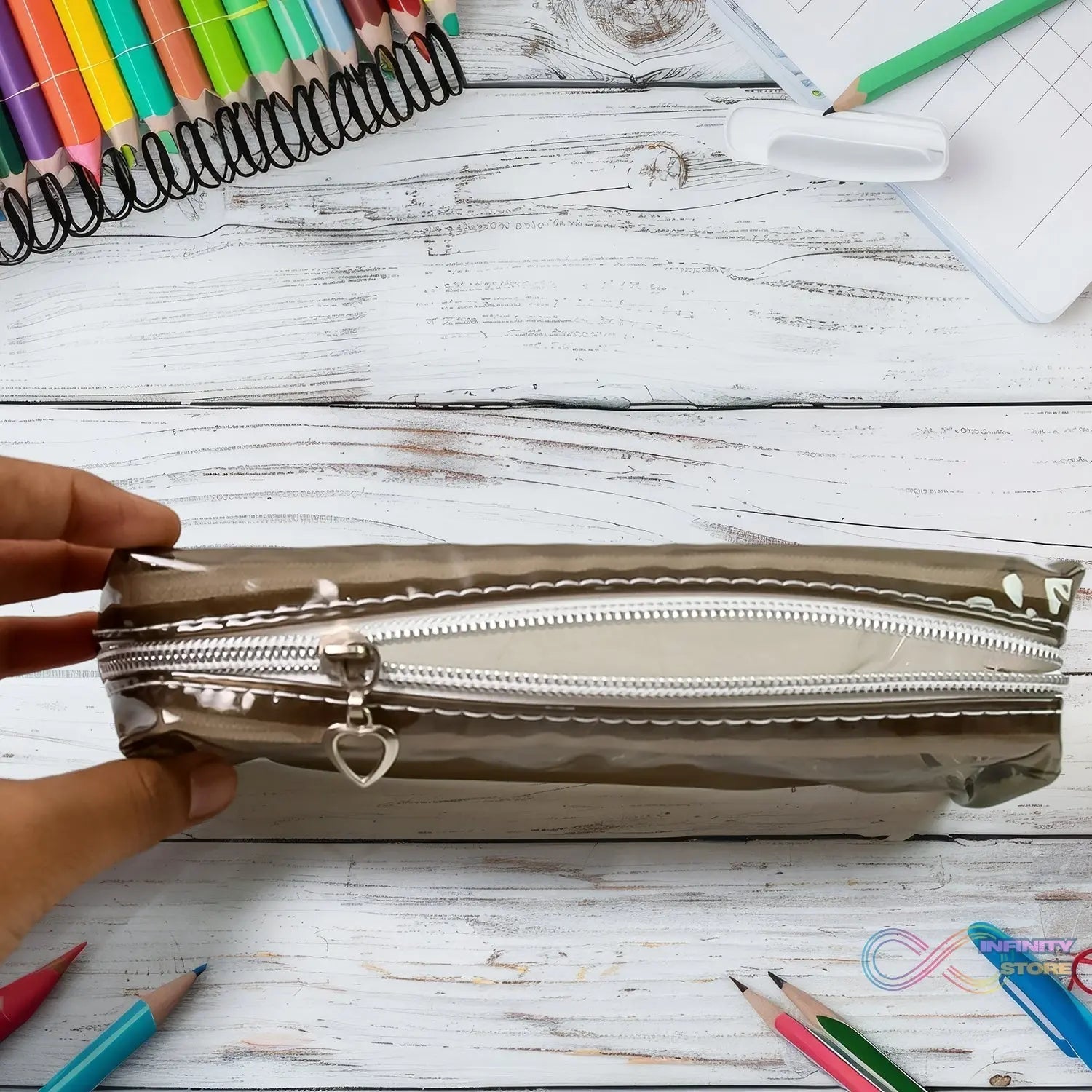 Plastic Transparent Pencil Pouch With Zipper (1 Pc) - infinityexculsivestore.com