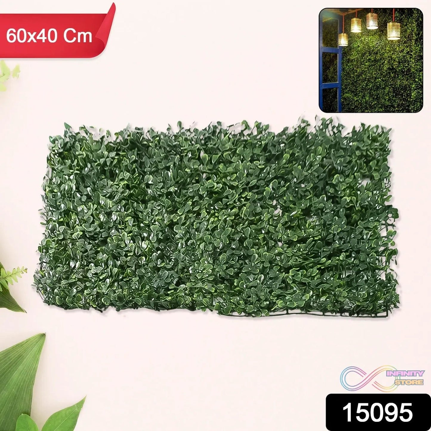 Plastic Wall Artificial Plant Base (60×40 CM / 1 Pc) - infinityexculsivestore.com