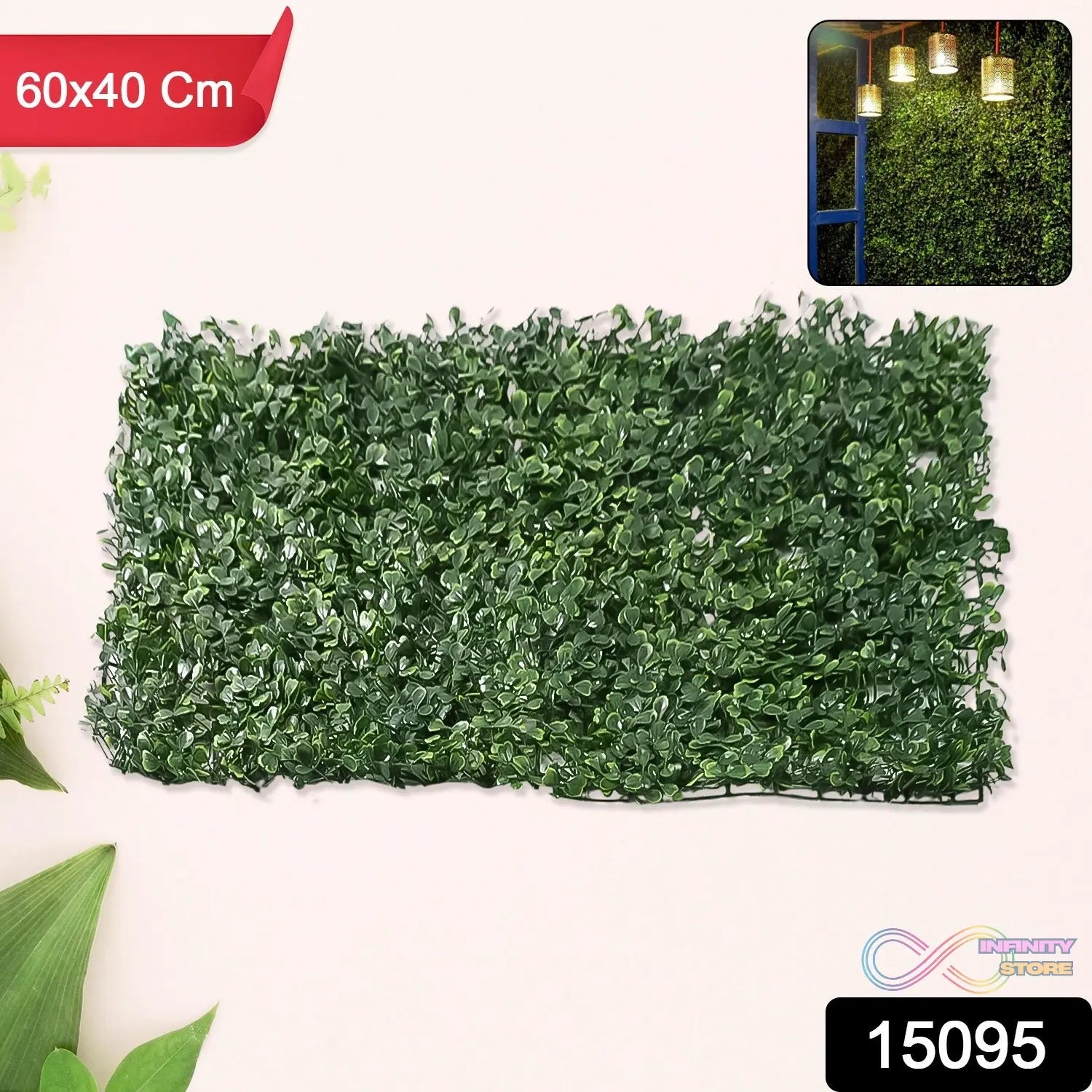 Plastic Wall Artificial Plant Base (60×40 CM / 1 Pc) - infinityexculsivestore.com