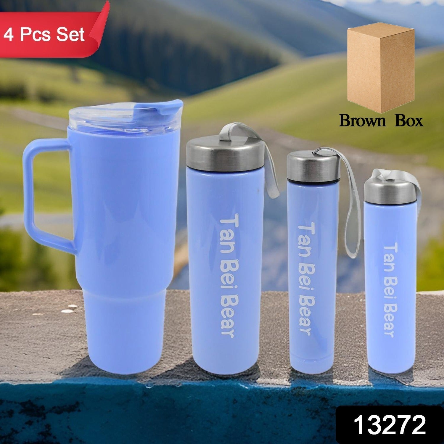 Plastic Water Bottle 3 Different Size Bottle & 1 pc Tumbler With Straw (4 Pc Set) - infinityexculsivestore.com
