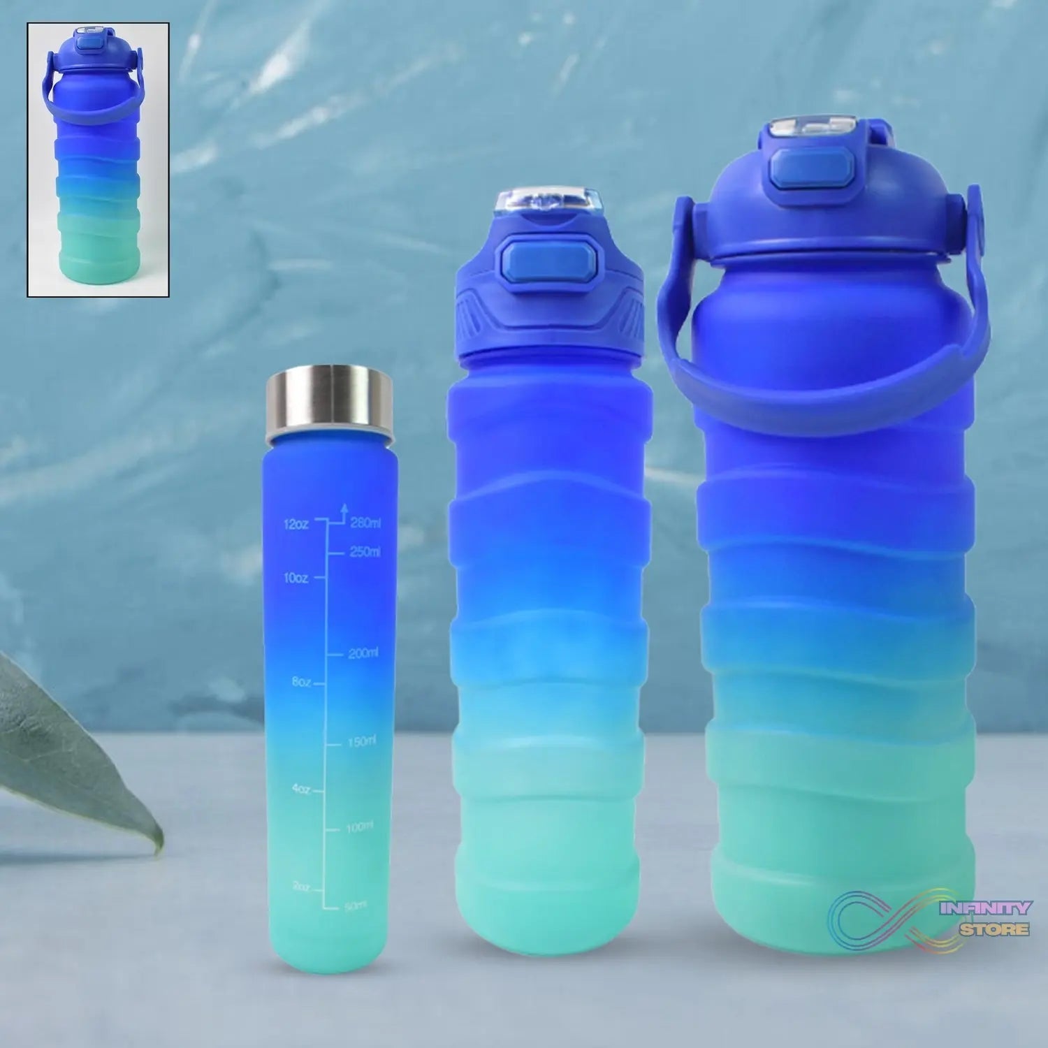 Plastic Water Bottle, 3 Different Size Bottle (3 Pc Set / With Straw & Sticker) - infinityexculsivestore.com