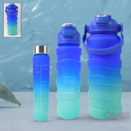 Plastic Water Bottle, 3 Different Size Bottle (3 Pc Set / With Straw & Sticker) - infinityexculsivestore.com