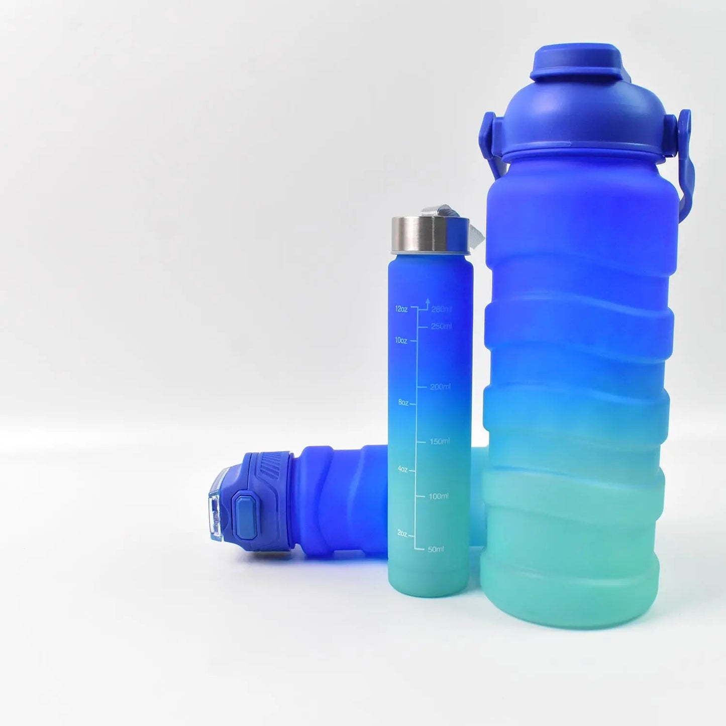 Plastic Water Bottle, 3 Different Size Bottle (3 Pc Set / With Straw & Sticker) - infinityexculsivestore.com